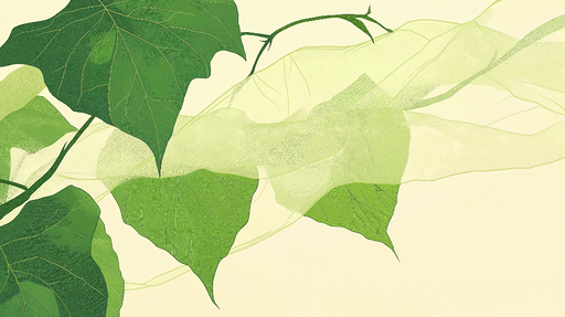 Papier peint feuillage vert Voile pastel et ambiance abstraite