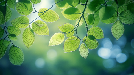Papier peint feuillage vert Vue sous les feuilles