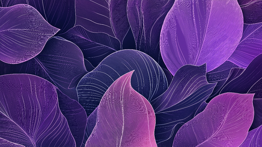 Papier peint feuillage violet Feuilles élégantes et nuances apaisantes