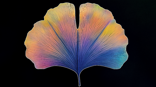 Papier peint feuille colorée Motif abstrait de feuille avec dégradé de couleurs vives
