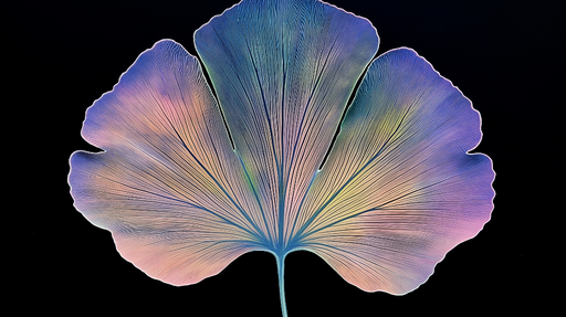 Papier peint feuille colorée Motif de feuille aux teintes pastel sur fond noir