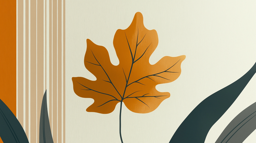Papier peint feuille d'automne Feuille orange stylisée avec des lignes modernes
