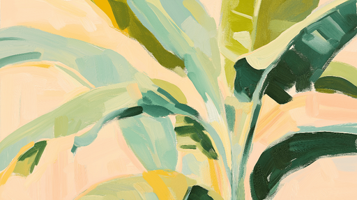 Papier peint feuille de bananier abstrait Feuilles stylisées aux teintes douces et pastel