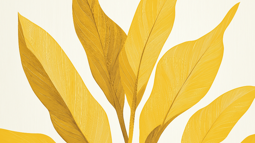 Papier peint feuille de bananier doré Feuilles stylisées en tons jaunes sur fond clair