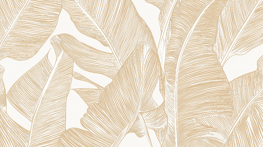 Papier peint feuille de bananier doré Motifs de grandes feuilles stylisées en ligne claire