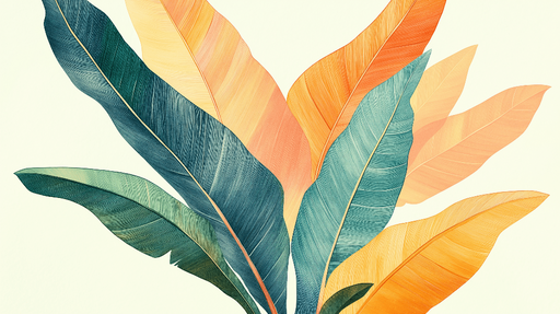 Papier peint feuille de bananier Feuilles colorées aux nuances vibrantes