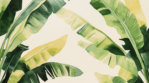 Papier peint feuille de bananier Feuilles de bananier en aquarelle