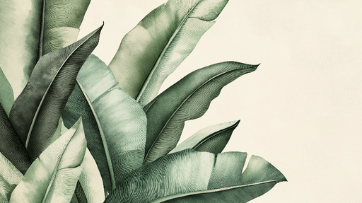 Papier peint feuille de bananier Feuilles luxuriantes dans des nuances de vert