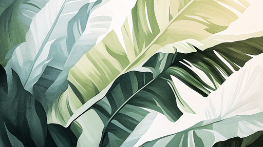 Papier peint feuille de bananier Feuilles tropicales aux nuances apaisantes