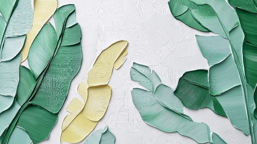 Papier peint feuille de bananier Feuilles tropicales aux nuances douces