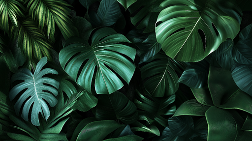 Papier peint feuille de bananier Feuilles vert foncé et motifs luxuriants