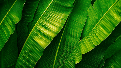 Papier peint feuille de bananier Feuilles vertes luxuriantes et texturées