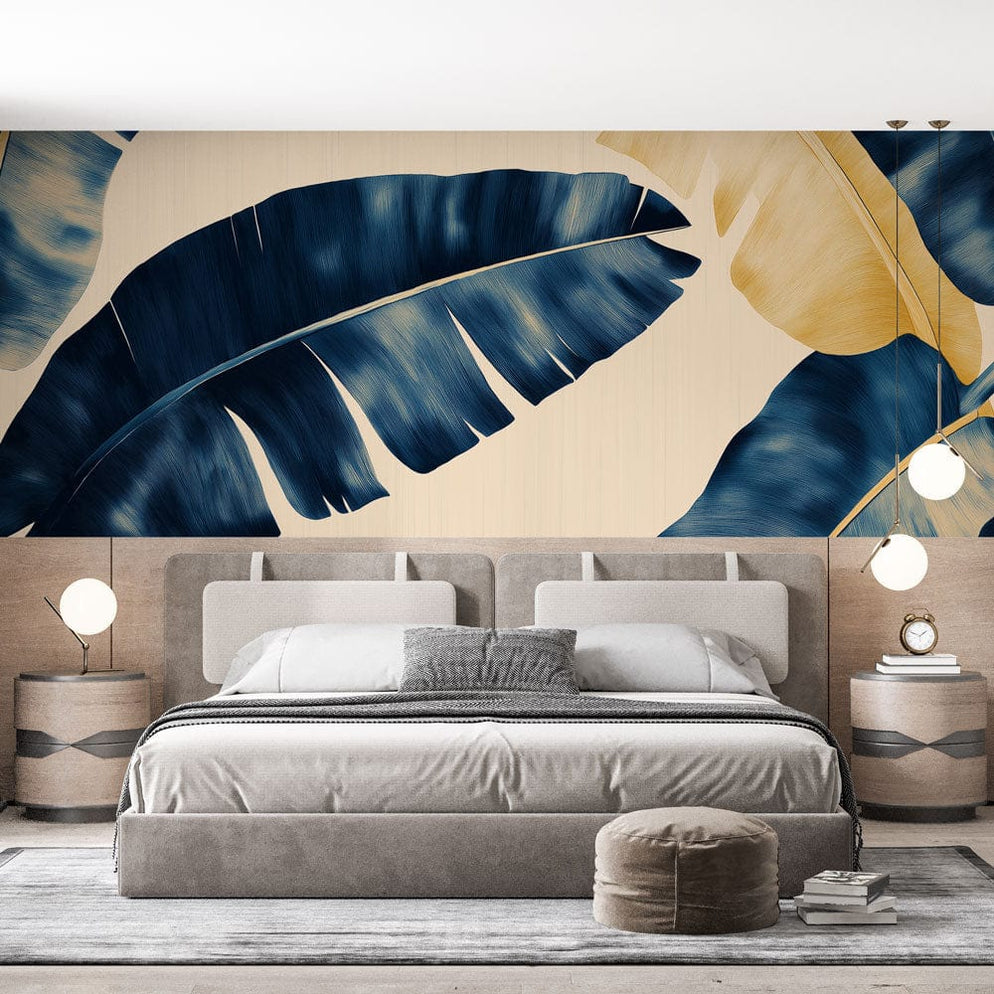 Rideau De Douche Boho 90x180cm ASDCXZ - Art Abstrait Feuilles Bleu Imperméable Avec Crochets