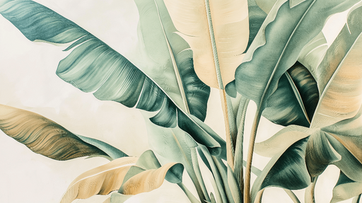 Papier peint feuille de bananier Motif élégant de grandes feuilles exotiques