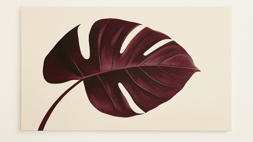 Papier peint feuille de monstera Élégante feuille bordeaux sur fond clair