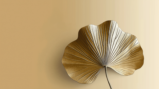 Papier peint feuille dorée Élégante feuille texturée sur fond dégradé beige