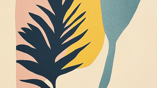 Papier peint feuille noire Formes abstraites et couleurs douces