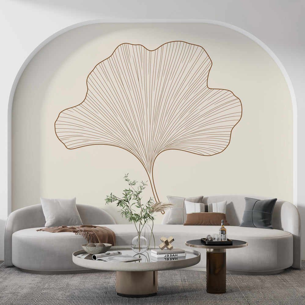 Papier peint ginkgo | Feuilles de ginkgo aux teintes pastel — LePapierPeint