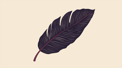 Papier peint feuille tropicale Élégante feuille violette sur fond doux