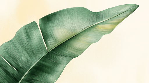 Papier peint feuille tropicale Feuille verte élégante sur fond doux