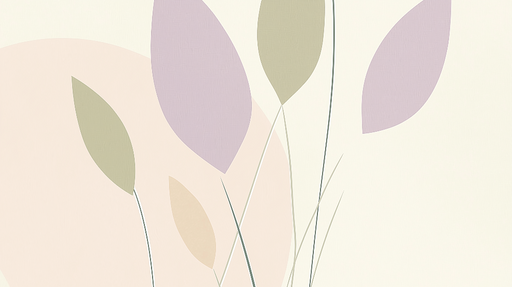 Papier peint feuilles abstraites Motif pastel de feuilles délicates sur fond clair