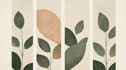 Papier peint feuilles abstraites Motifs modernes et apaisants en vert et rose