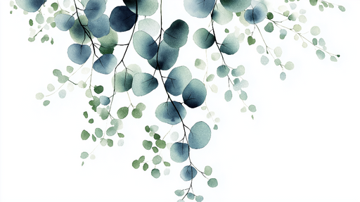 Papier peint feuilles aquarelle Feuilles délicates dans des tons verts et bleus