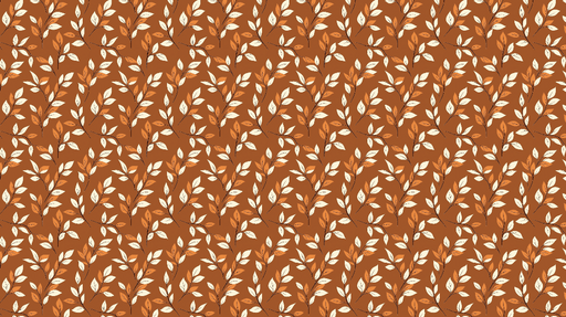 Papier peint feuilles automnales Motif de feuilles blanches et oranges sur fond marron