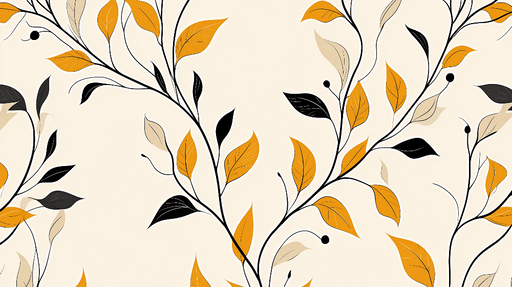 Papier peint feuilles automnales Motifs modernes de feuilles en orange et noir