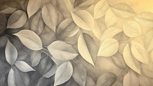 Papier peint feuilles Beige champagne