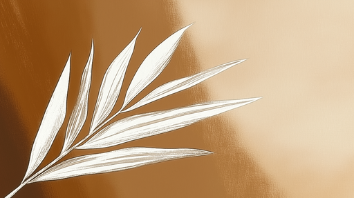 Papier peint feuilles blanches Feuilles délicates sur fond chaud