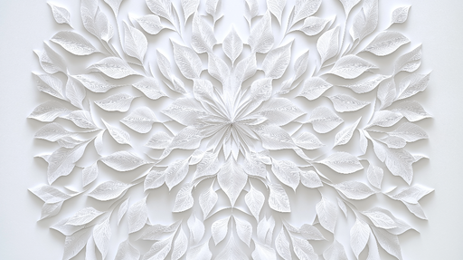 Papier peint feuilles blanches Motif en relief de feuilles délicates sur fond blanc