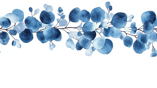 Papier peint feuilles bleues Élégantes illustrations aquarelle