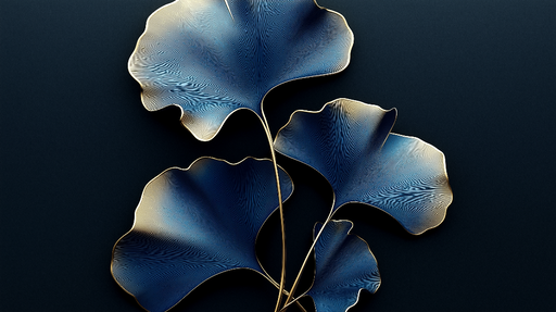 Papier peint feuilles bleues Feuillage délicat sur fond sombre