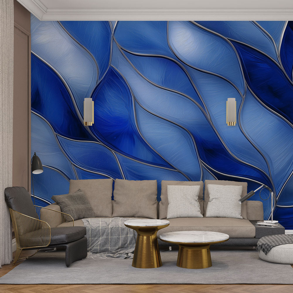 Papier peint effet résine bleue