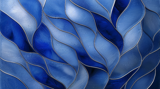 Papier peint feuilles bleues Textures fluides et reflets lumineux