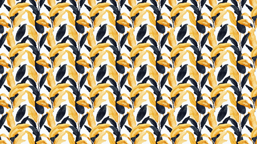 Papier peint feuilles colorées Feuilles jaunes et noires sur fond blanc