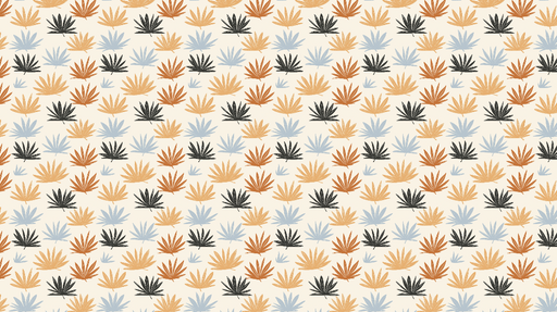 Papier peint feuilles colorées Motif de feuilles aux teintes chaudes et fraiches sur fond crème