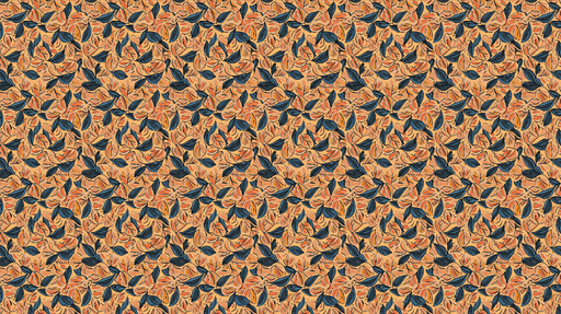 Papier peint feuilles colorées Motif de feuilles orange et bleu sur fond chaud