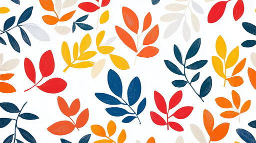 Papier peint feuilles colorées Motif dynamique de feuilles en rouge, orange et jaune