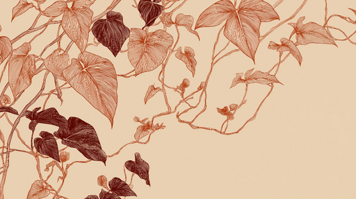 Papier peint feuilles d'araignée Élégamment dessinées sur un fond doux