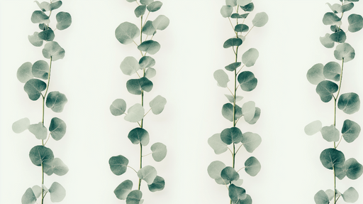 Papier peint feuilles d'eucalyptus Motif délicat de feuilles vertes sur fond clair