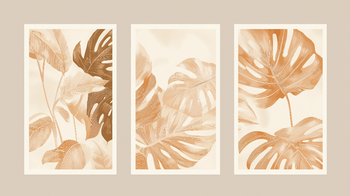 Papier peint feuilles d'ornement Motifs de feuilles tropicales en teintes ocres