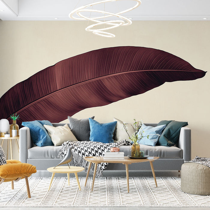 Papier peint feuilles de Bordeaux | Feuille rouge sur fond clair