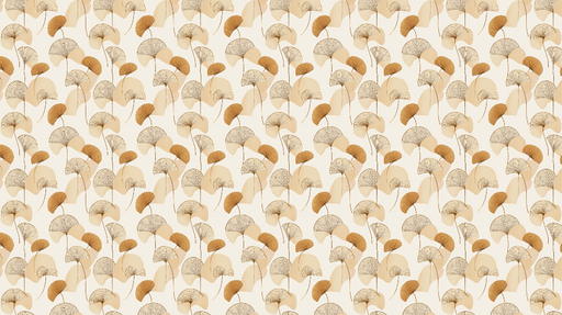 Papier peint feuilles de ginkgo Motif de feuilles de ginkgo dans des tons beige et or