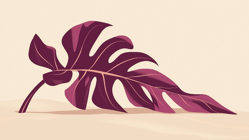 Papier peint feuilles de monstera Feuille de monstera en nuances de violet sur fond doux