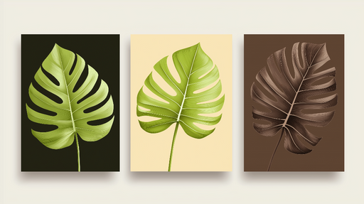 Papier peint feuilles de monstera Motifs contemporains en vert et brun