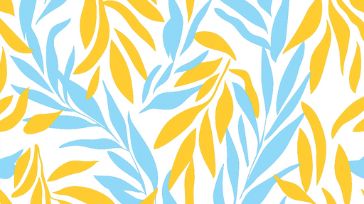 Papier peint feuilles de palmier Bleu ciel et jaune