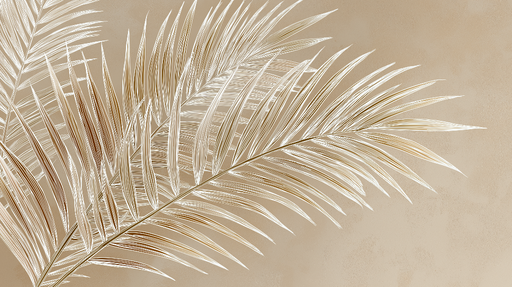 Papier peint feuilles de palmier Feuilles élégantes sur fond beige