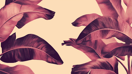 Papier peint feuilles de palmier Feuilles roses sur fond doux